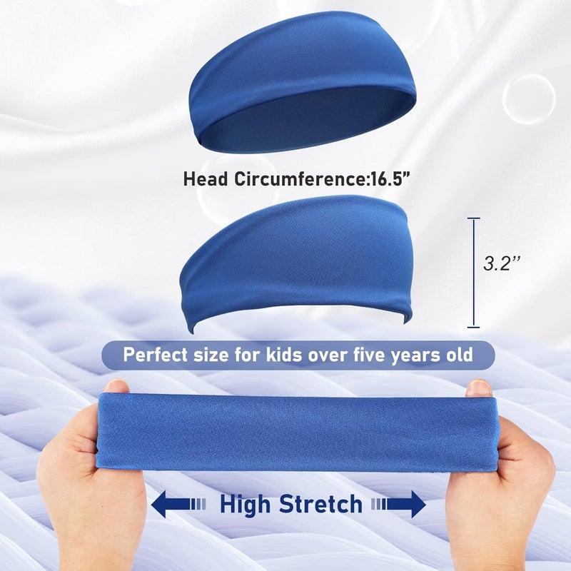 Civaner 4 Pcs Boys Headbands Athletic Sweatbands Kids Sports Wicking Breathable Headbands Elastic for Girls Boys Football - Image 2